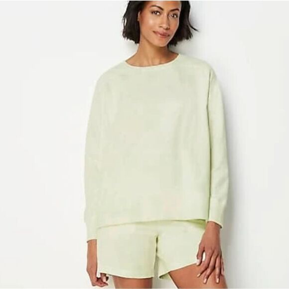 J. Jill Tops - J. Jill Fit Tie Dye Crewneck Sweatshirt in Lime Green & White Size Medium
